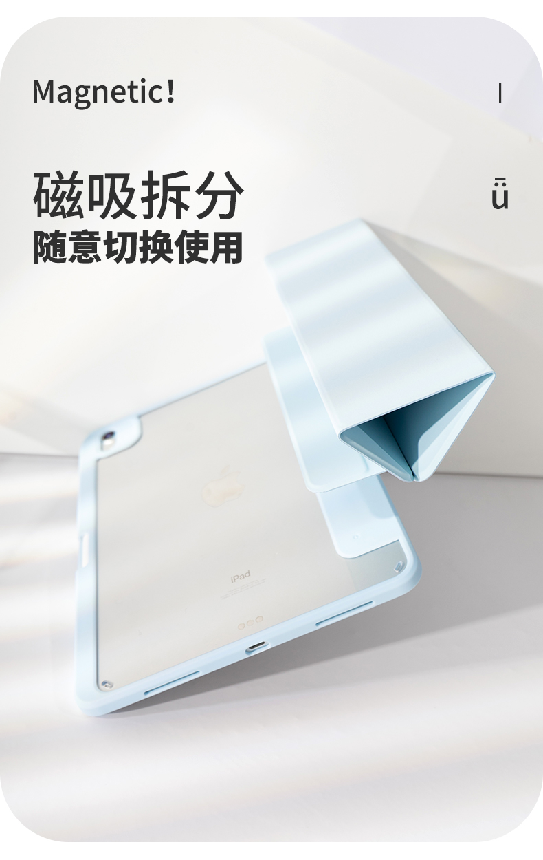 Magnetic/ detachable flip case for iPad 